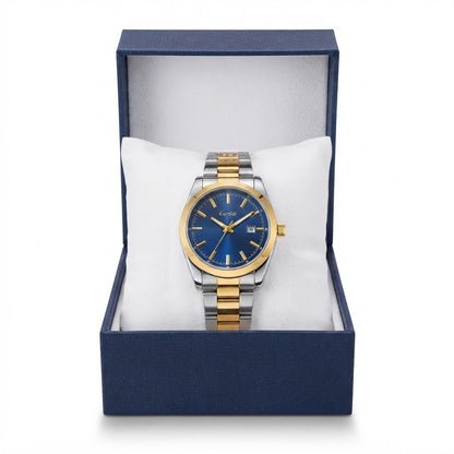 Men's Two-Tone Stainless Steel Watch – Navy Blue Dial