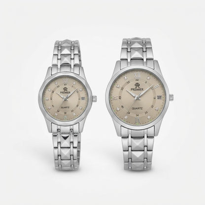 Premier Couple Watch Set Silver Stainless Steel