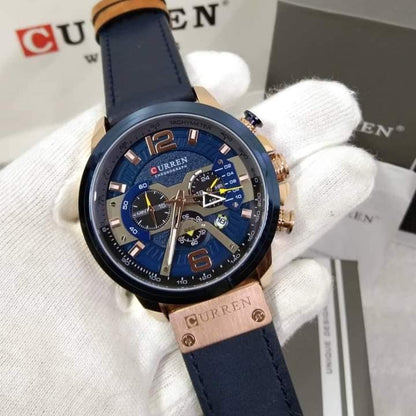 Curren Chronograph Leather Strap Watch