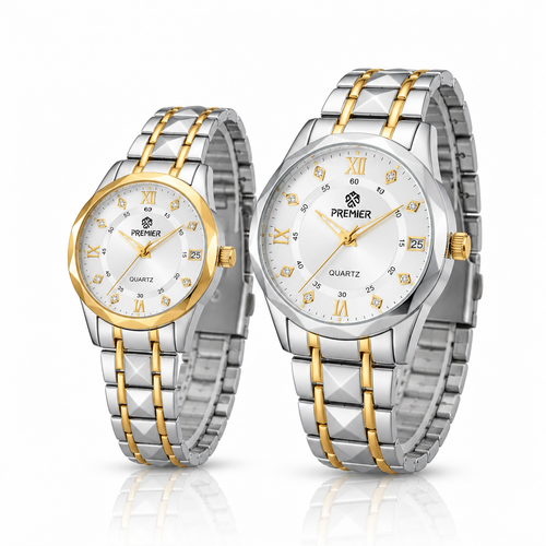 Premier Two-Tone Couple Watches, His & Her Quartz Pair