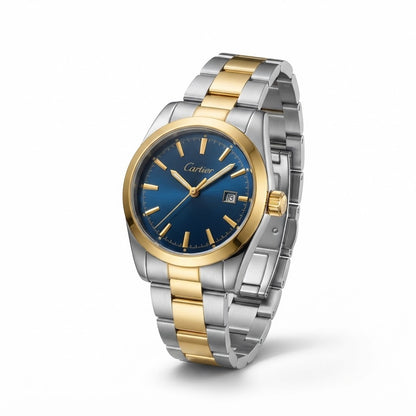 Men's Two-Tone Stainless Steel Watch – Navy Blue Dial