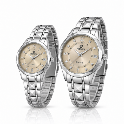 Premier Couple Watch Set Silver Stainless Steel
