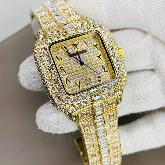 Cartier Full Stone Arabic Dial Watch