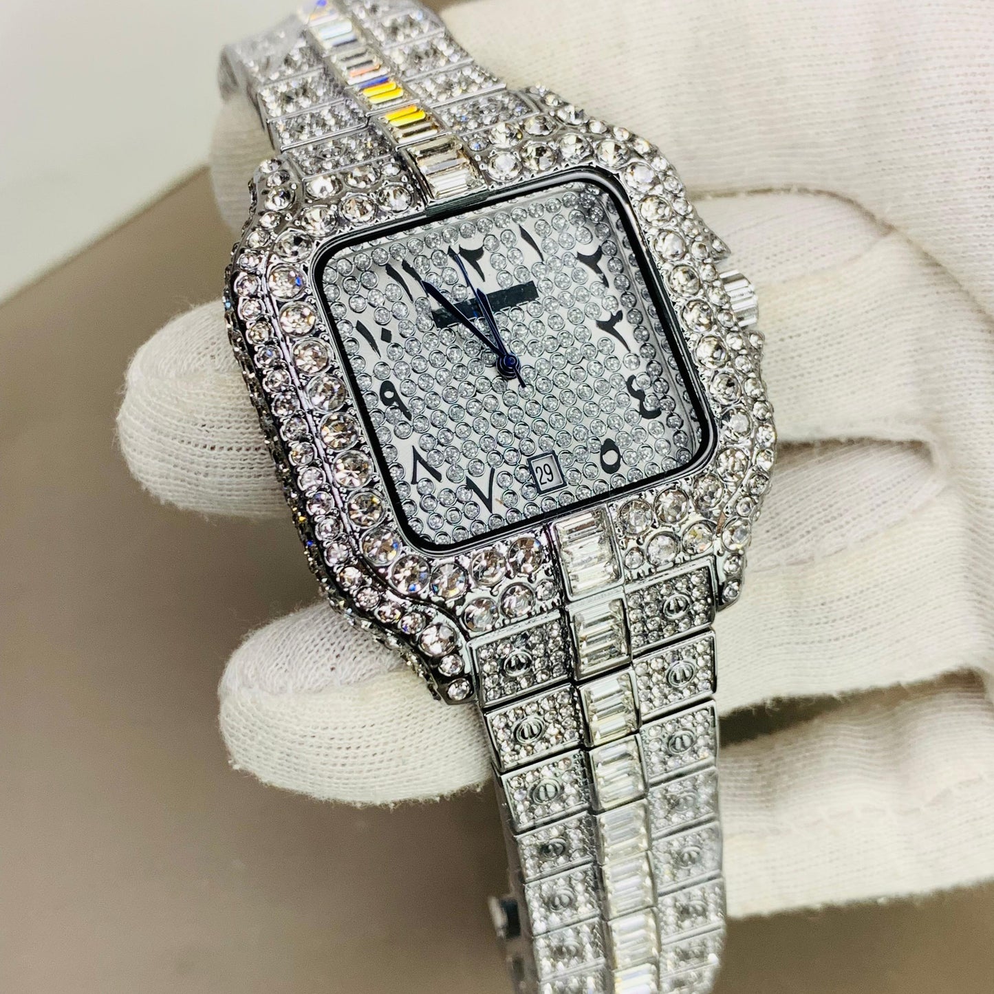 Cartier Full Stone Arabic Dial Watch