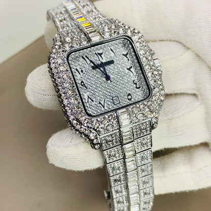 Cartier Full Stone Arabic Dial Watch