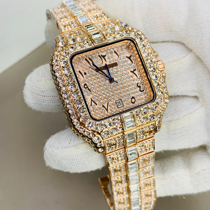 Cartier Full Stone Arabic Dial Watch