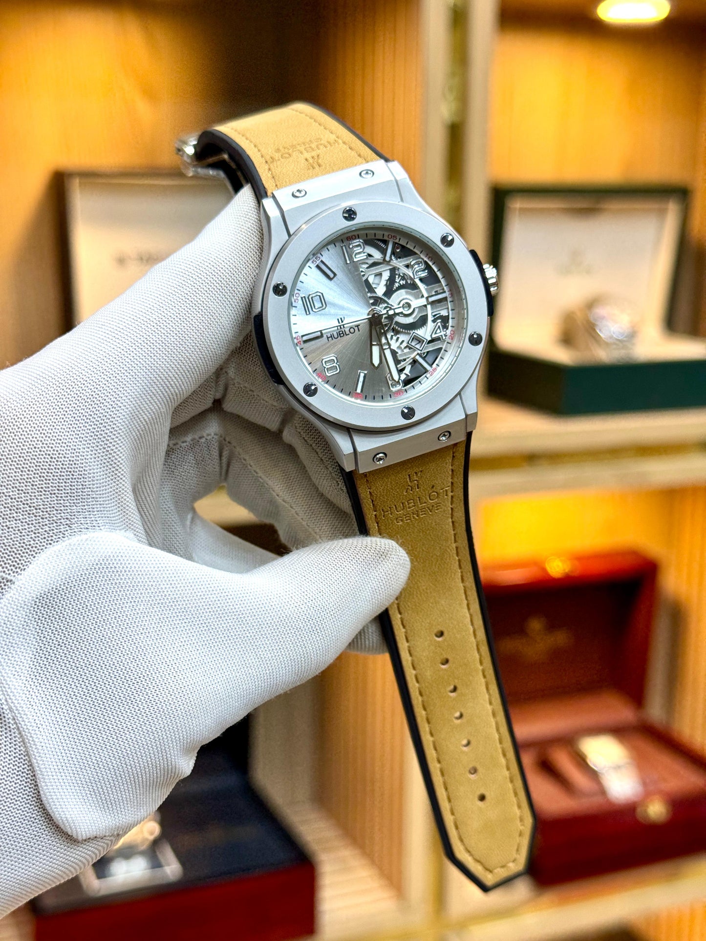 Hubot Men's Half Skeleton Watch