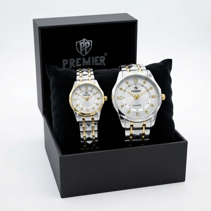 Premier Two-Tone Couple Watches, His & Her Quartz Pair