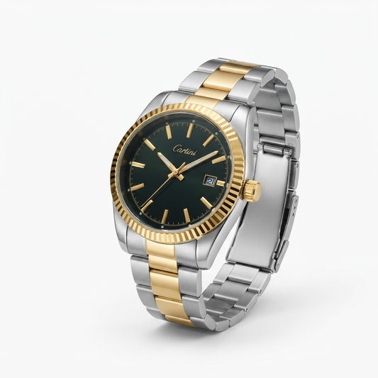 Dark Green Dial with Gold Fluted Bezel & Date Display